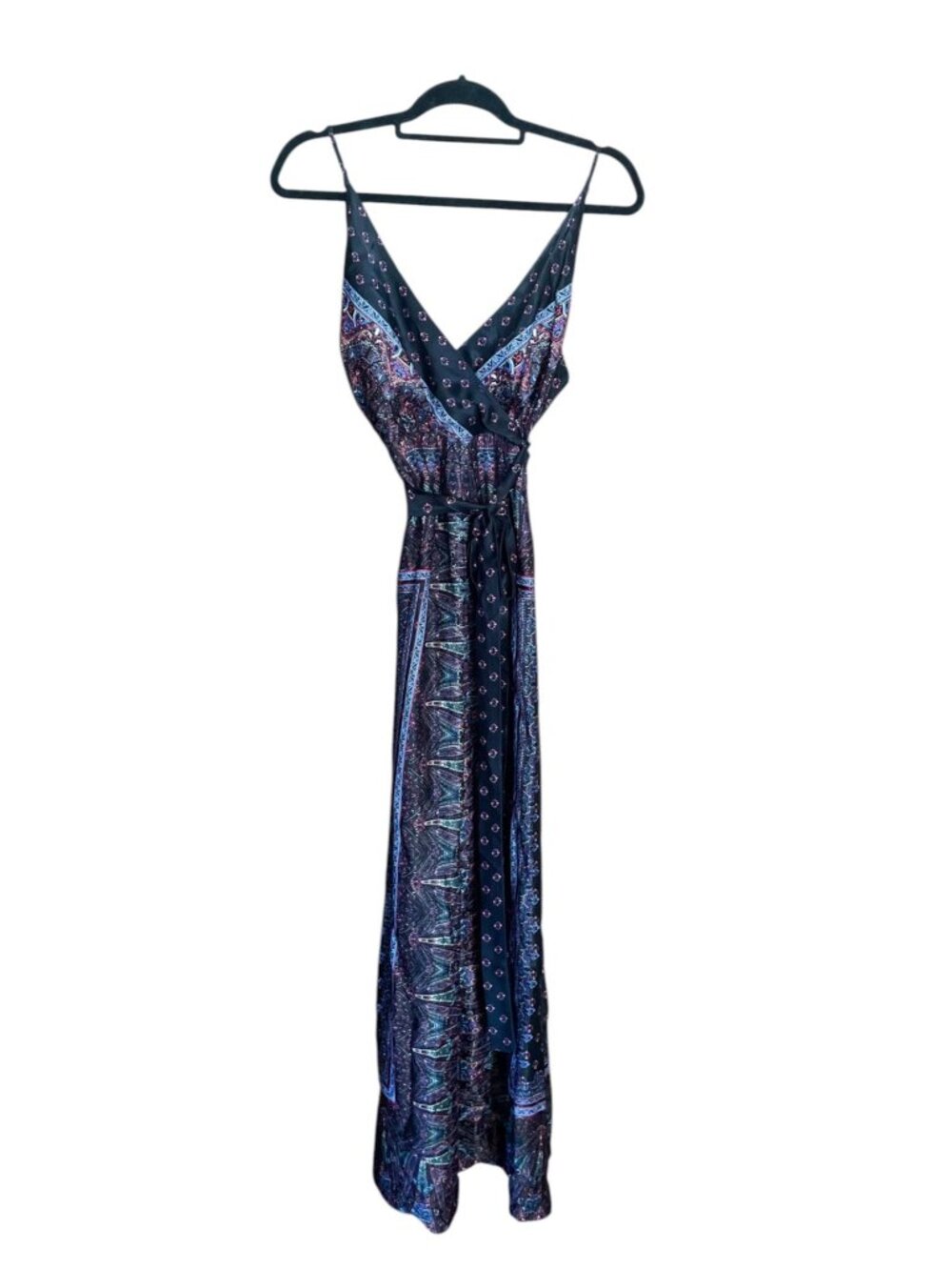 Free People Cabbage Rose Jumpsuit Black Tapestry Print Boho Western SZ 4